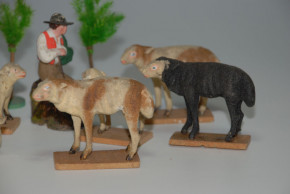 antique Erzgebirge Shepherd scene * papier-mâché * at 1870