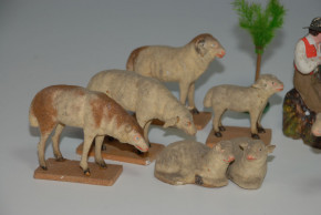 antique Erzgebirge Shepherd scene * papier-mâché * at 1870