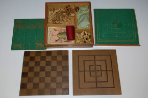 antique game magazine wood box with 8 games * at 1860-1880