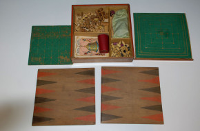 antique game magazine wood box with 8 games * at 1860-1880