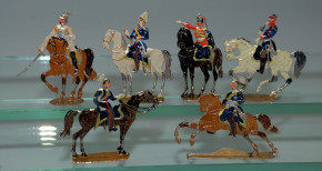 12 antike Zinnfiguren preuss. Offiziere zu Pferd * um 1880-1890