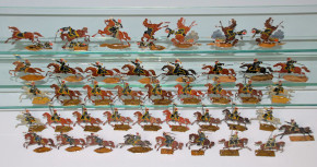 41 antike Zinnfiguren schwarze Ulanen Kavallerie um 1880-1890