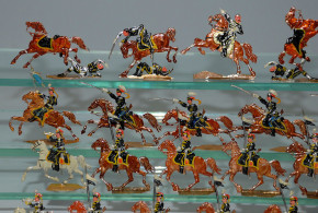 41 antike Zinnfiguren schwarze Ulanen Kavallerie um 1880-1890