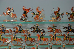 41 antike Zinnfiguren schwarze Ulanen Kavallerie um 1880-1890