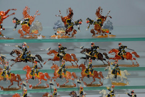 41 antike Zinnfiguren schwarze Ulanen Kavallerie um 1880-1890