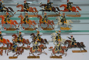 41 antike Zinnfiguren schwarze Ulanen Kavallerie um 1880-1890
