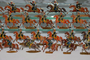 41 antike Zinnfiguren schwarze Ulanen Kavallerie um 1880-1890