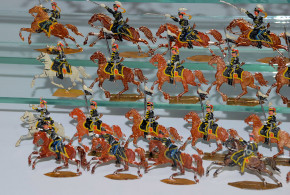 41 antike Zinnfiguren schwarze Ulanen Kavallerie um 1880-1890