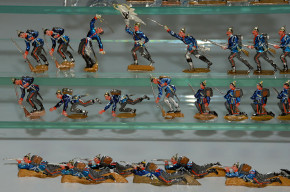 70 antike Zinnfiguren preuss. Infanterie & Artillerie * um 1880