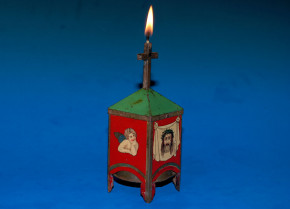 seltener Kerzenanzünder & Löscher * litho. Blech um 1880-1890