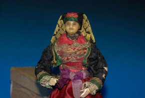 antike Biedermeier Wachskopf Puppenstubenpuppe * um 1850