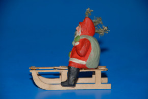 antike Erzgebirge Figur Weihnachtsmann mit Schlitten um 1900